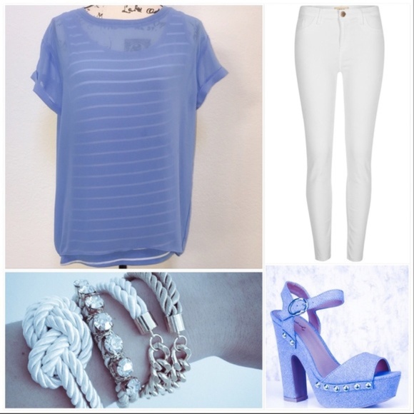 NYDJ Women's Chiffon Overlay Striped Top - Picture 5 of 5